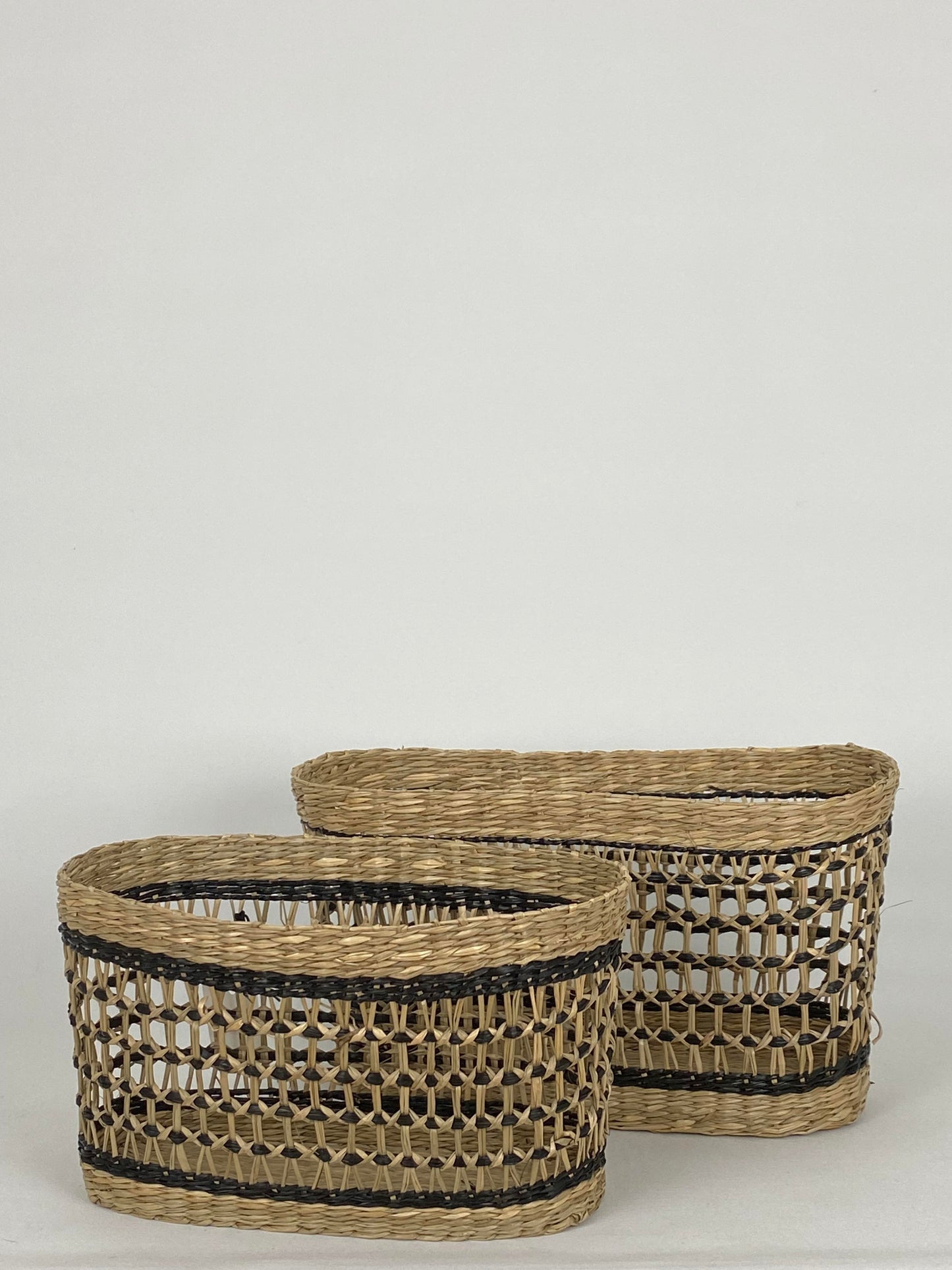Förvaringskorg svart & natur, stor