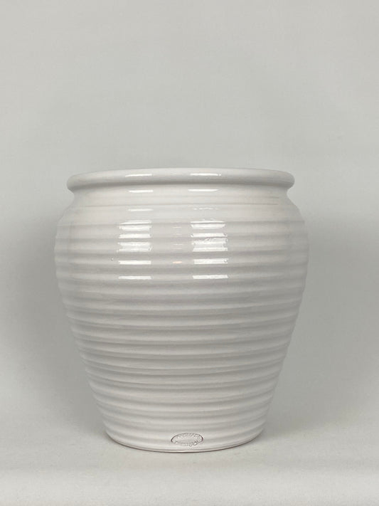 Handgjord kruka glaserad vit struktur