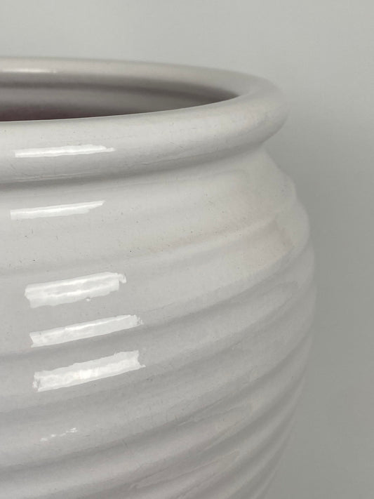 Handgjord kruka glaserad vit struktur