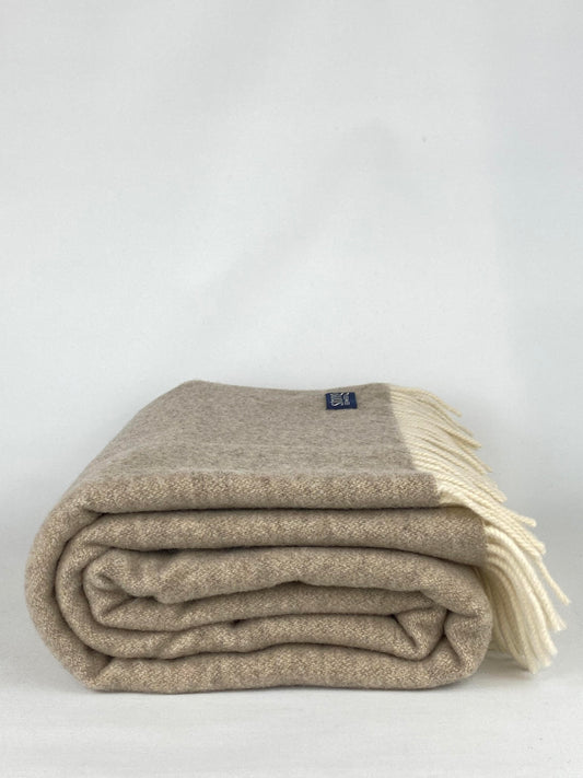 Pläd i italiensk lammull Beige/Cremevit