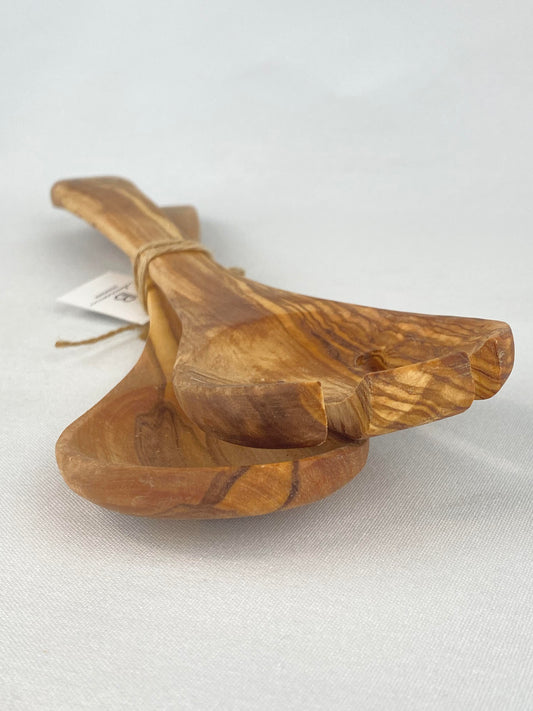 Salladsbestick olivträ handgjorda