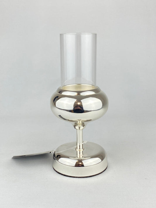 Ljuslykta för värmeljus med stormglas silverfärgad