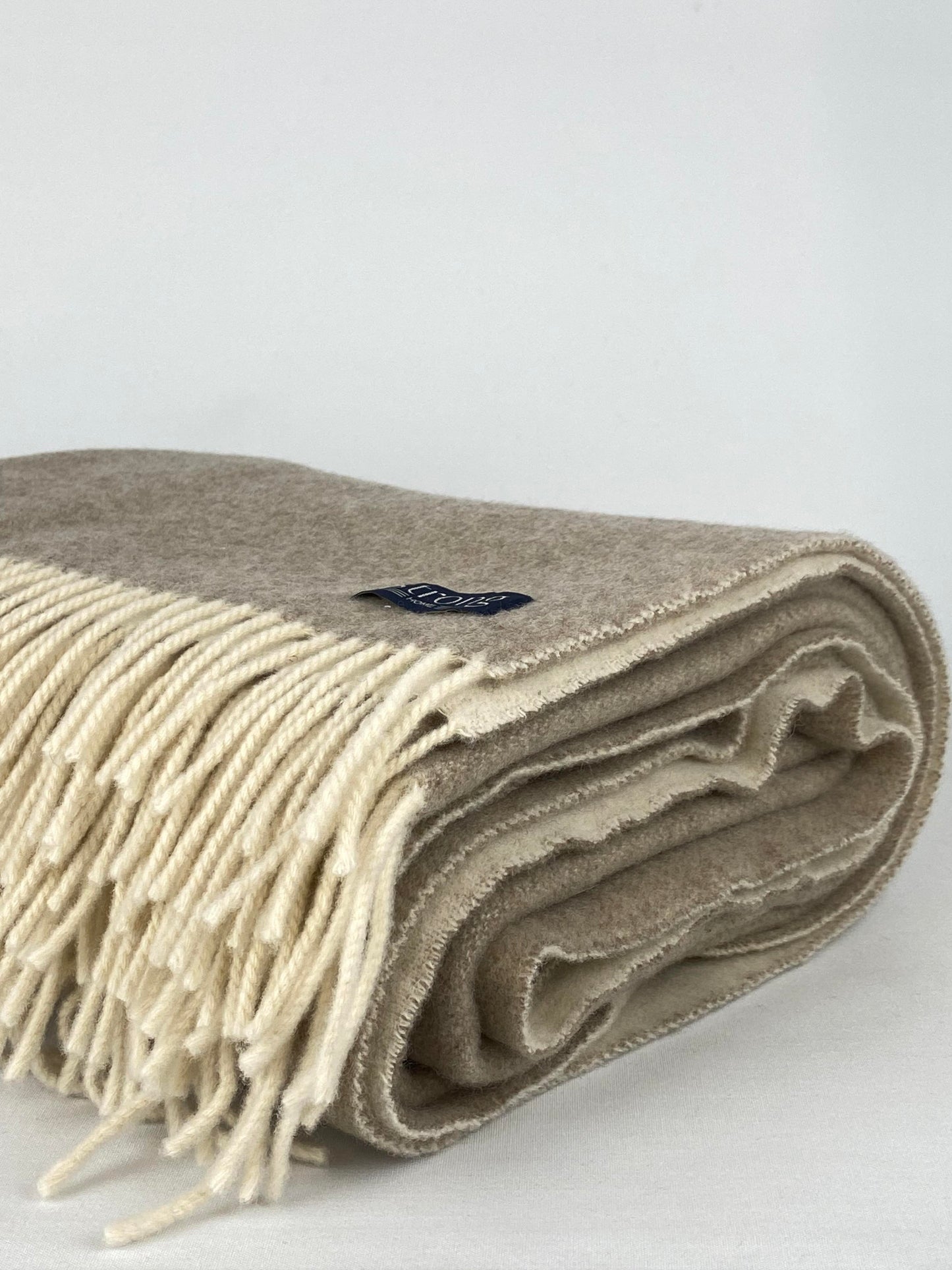 Pläd i italiensk lammull Beige/Cremevit