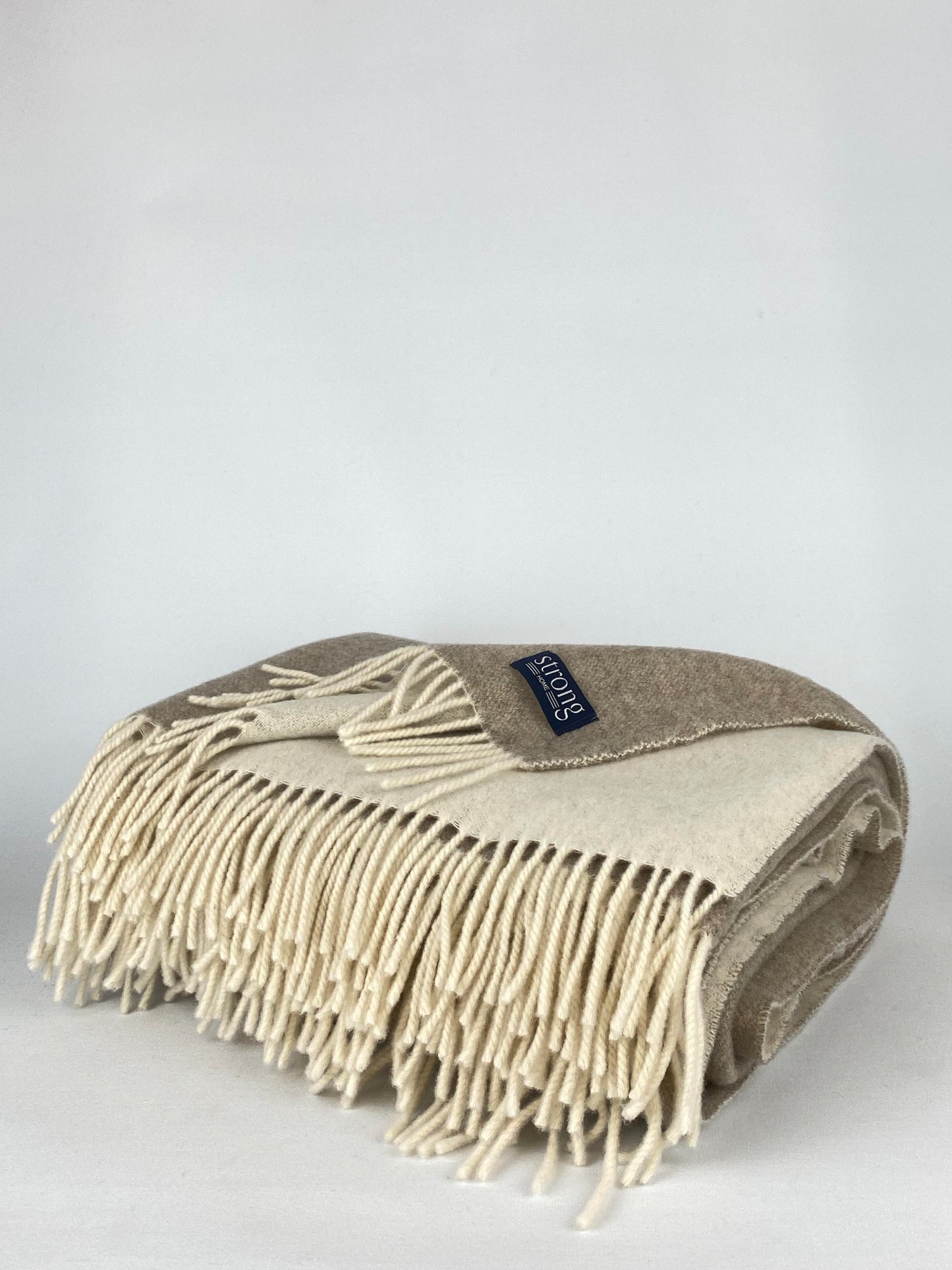 Pläd i italiensk lammull Beige/Cremevit