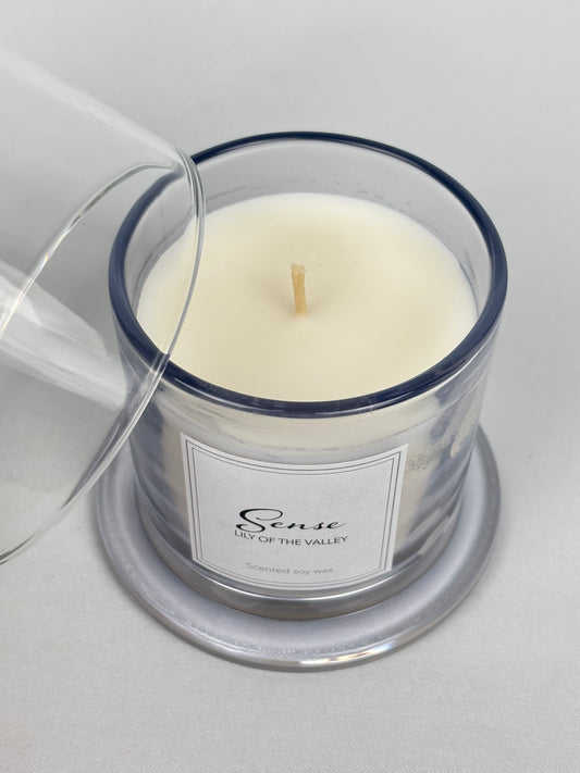 Doftljus med glaskupa liljekonvalj