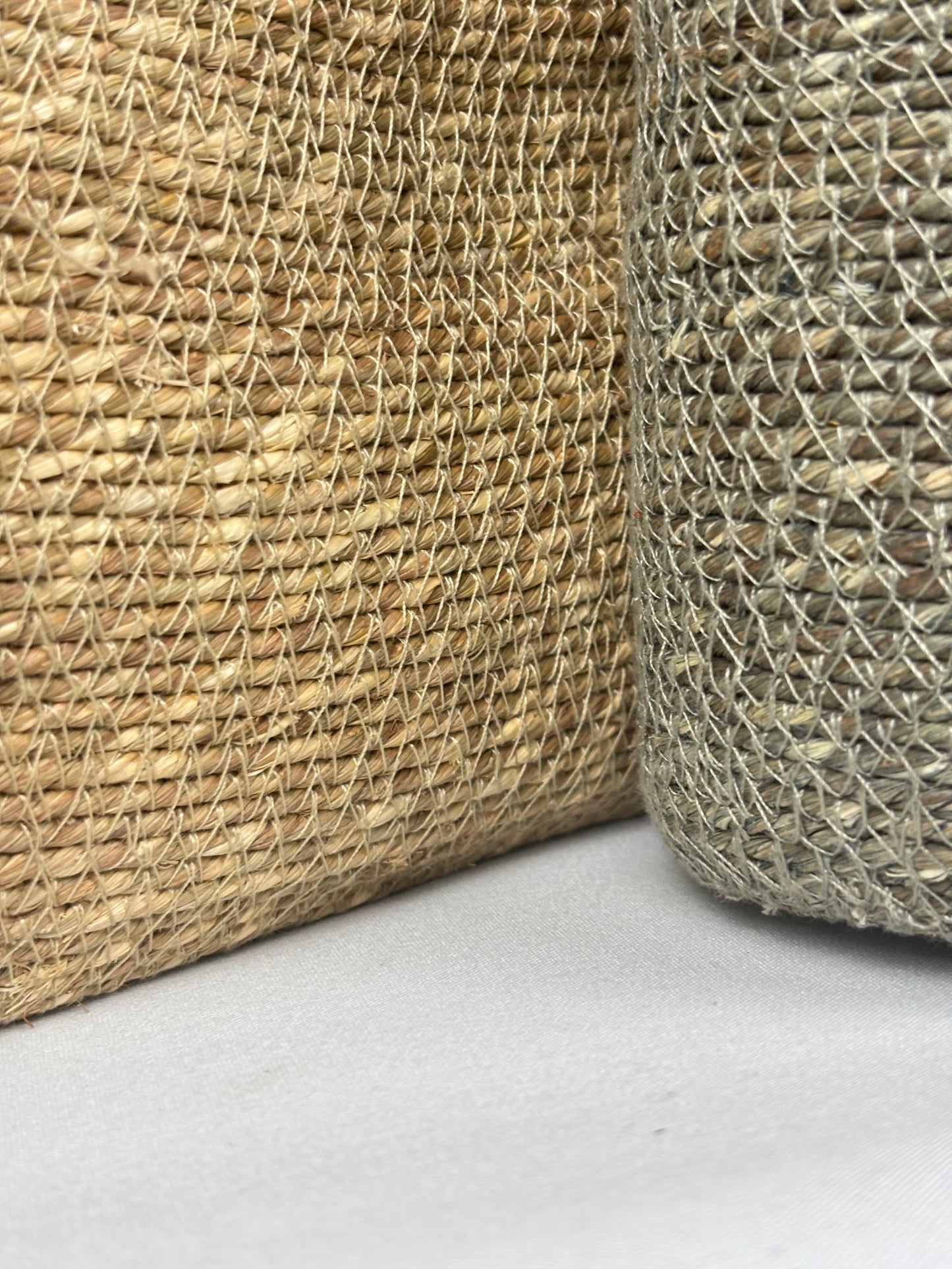 Väska i jute med trähandtag natur/grön