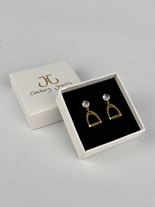 Örhängen guldpläterat stål med kristall - stigbygel