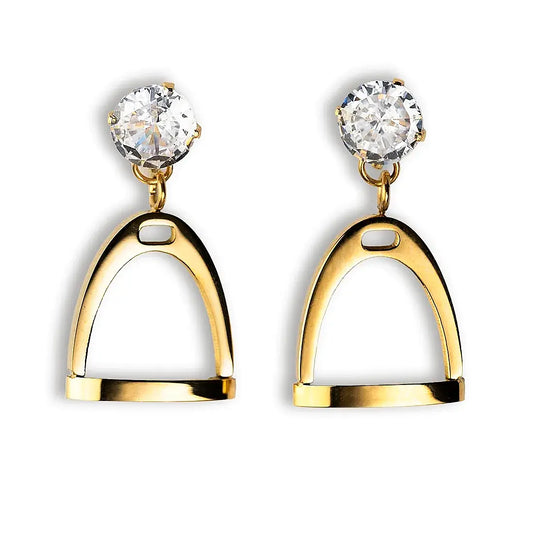 Örhängen guldpläterat stål med kristall - stigbygel