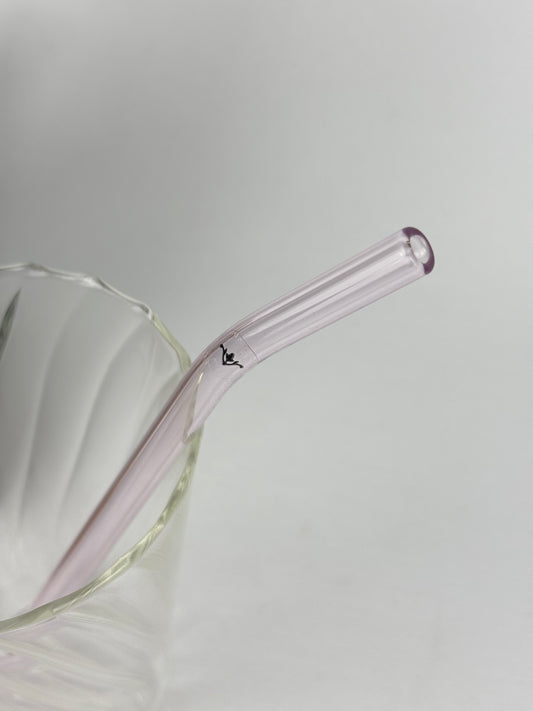 Sugrör i glas 4-pack rosa