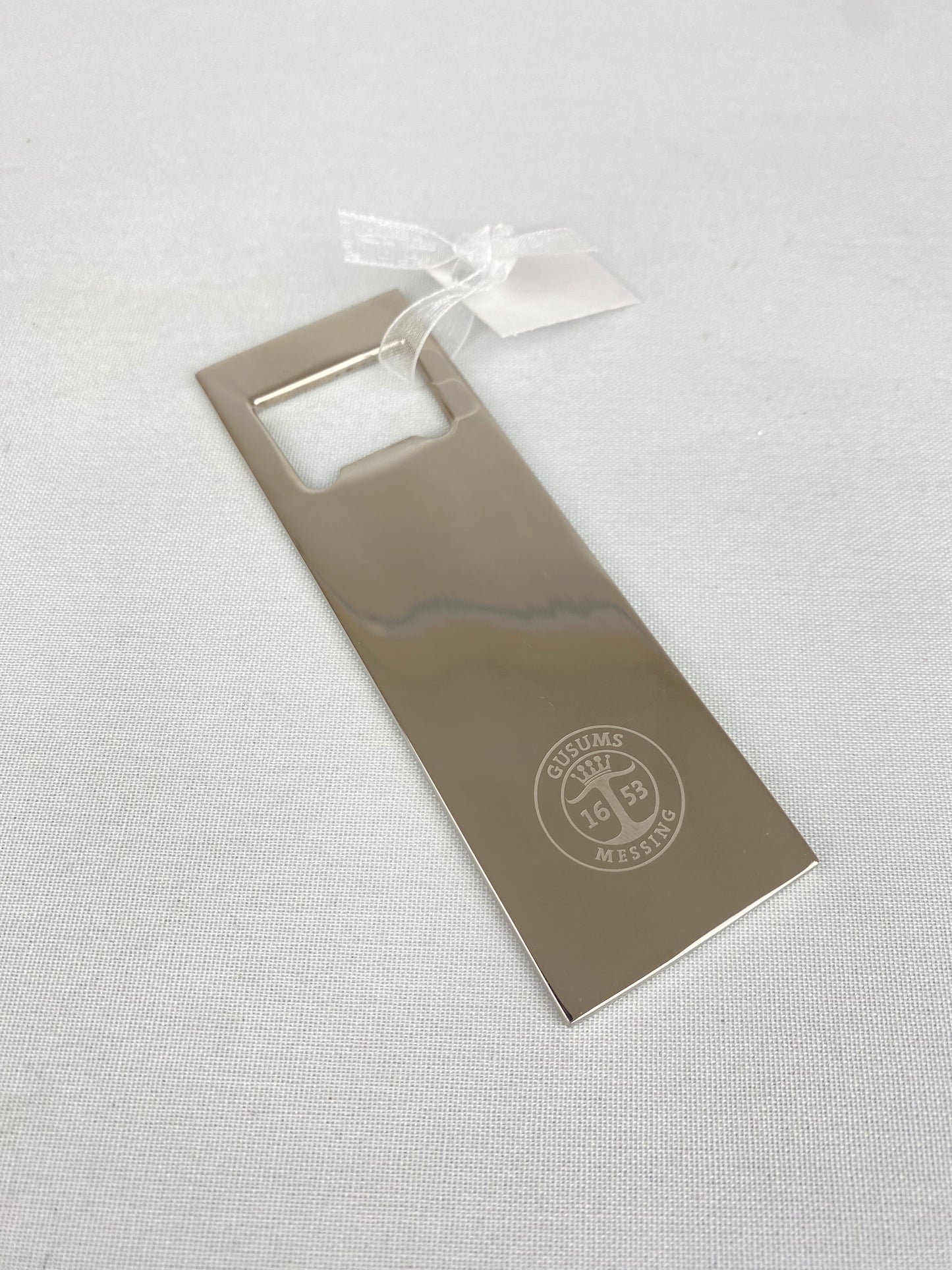 Kapsylöppnare rektangulär i nickelplätterad mässing - Gusums Messing