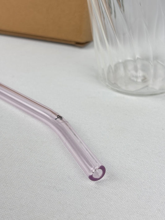 Sugrör i glas 4-pack rosa